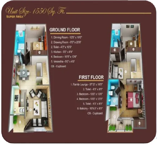 Kamakhya Villas compact duplex ground floor plan