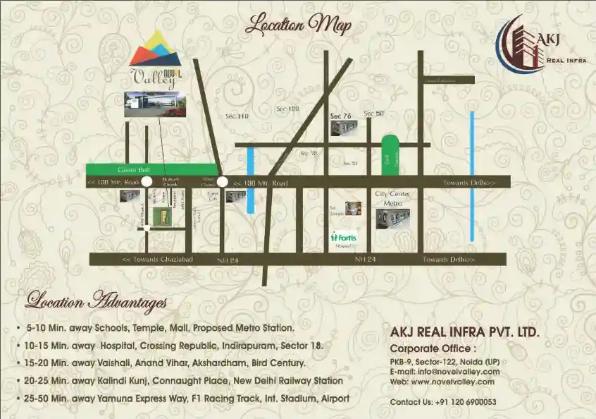 Novel Valley connectivity slide with proximity to metro, mall and Sector 18