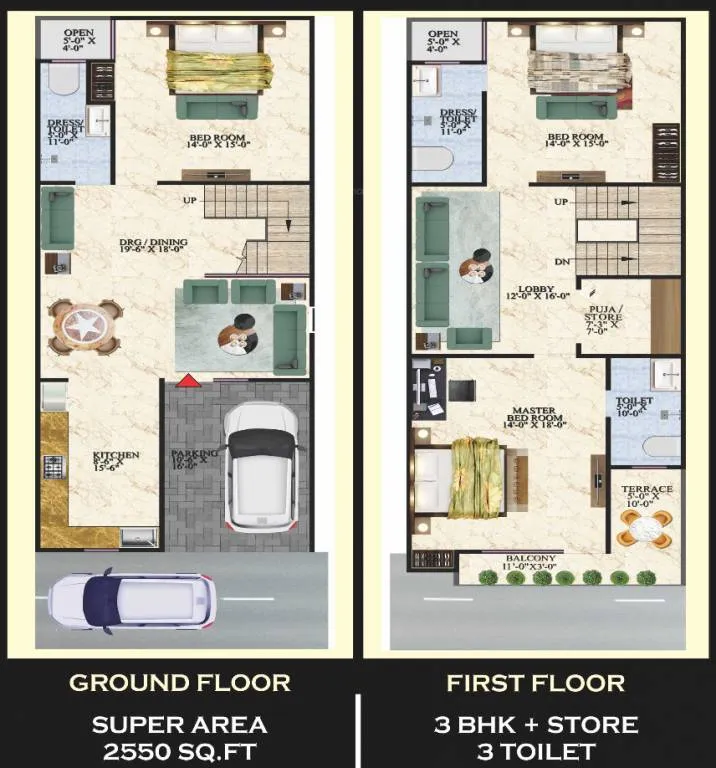 Windsor Valley 2550 sq ft 3 BHK plus store floor plan