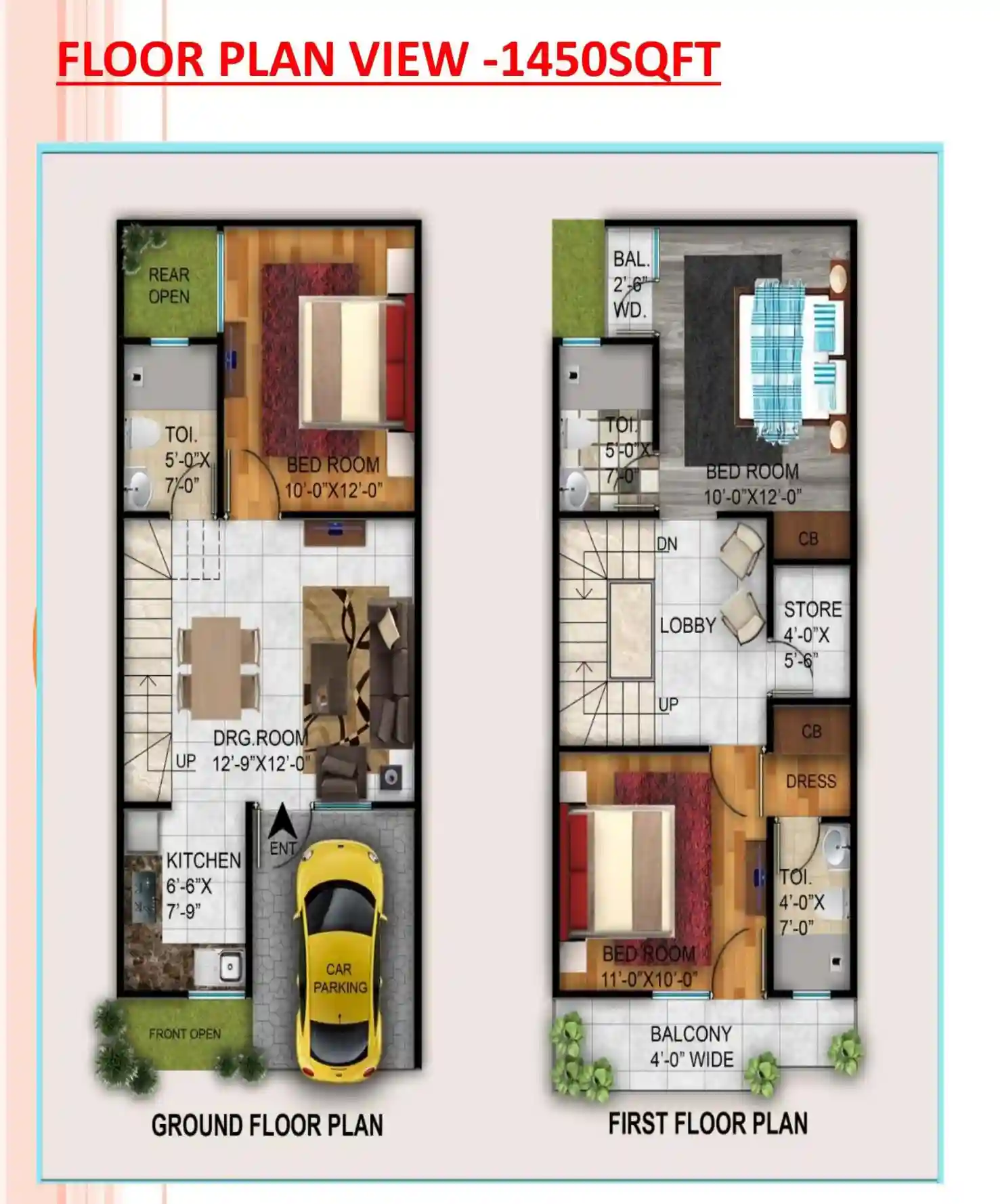 Avni Palm Villa 1450 sq ft entry-plate floor plan