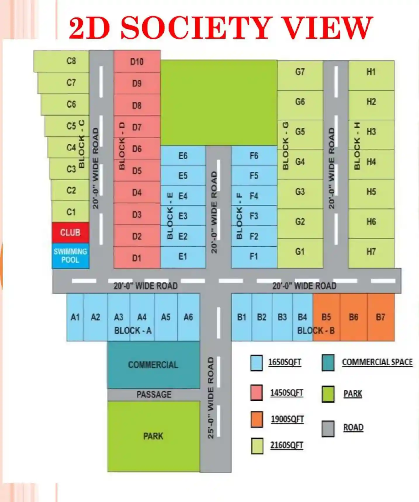 Avni Palm Villa 2D society layout with Blocks A to H