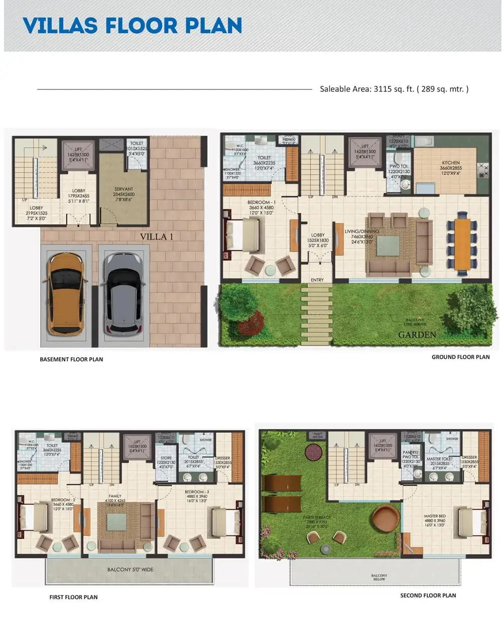 Supertech Sports City Villa Type B 3115 sq ft floor plan