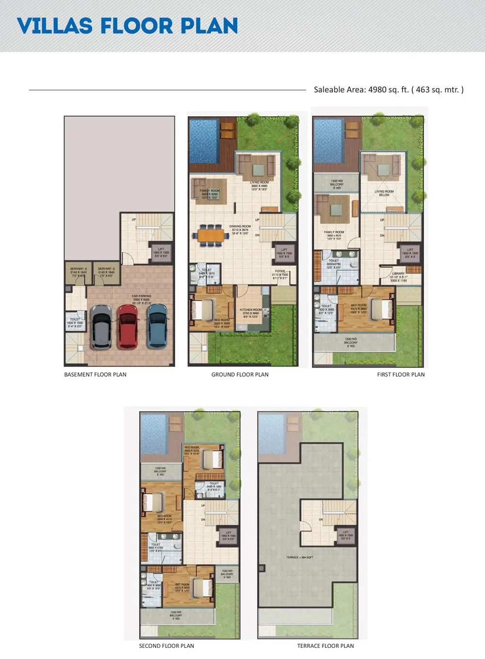 Supertech Sports City Villa Type D 4980 sq ft floor plan