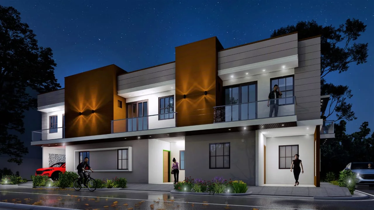 Trinity Triwoods villa developer render at dusk