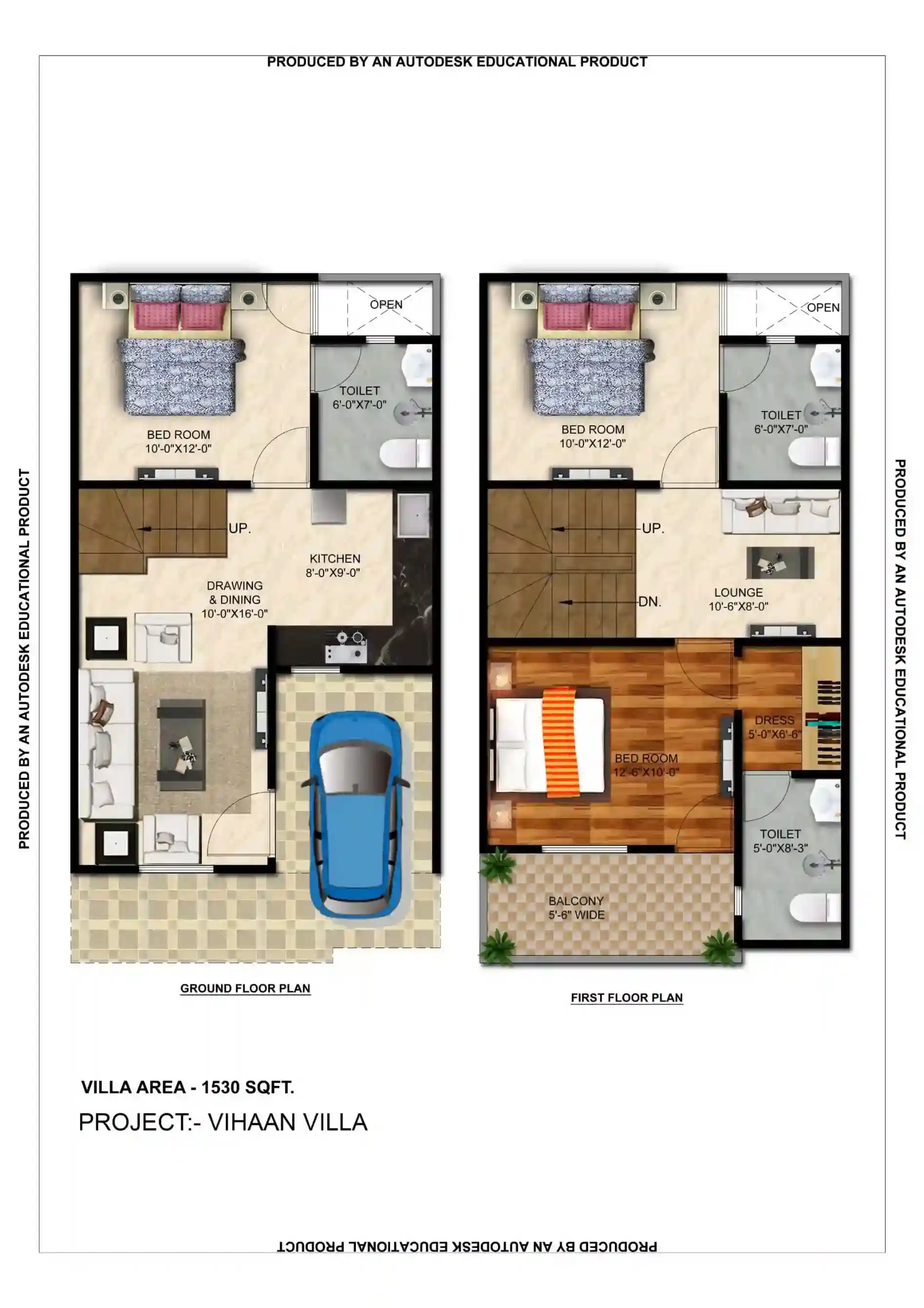 Vihaan Villas 1530 sq ft entry-plate floor plan