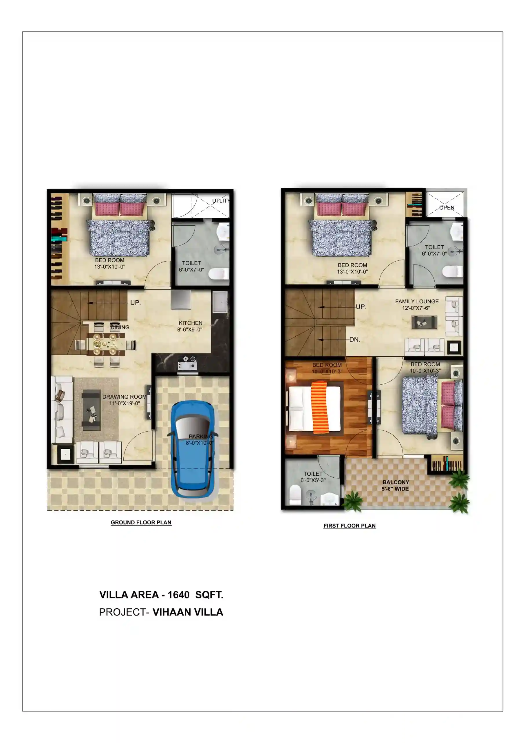 Vihaan Villas 1640 sq ft floor plan