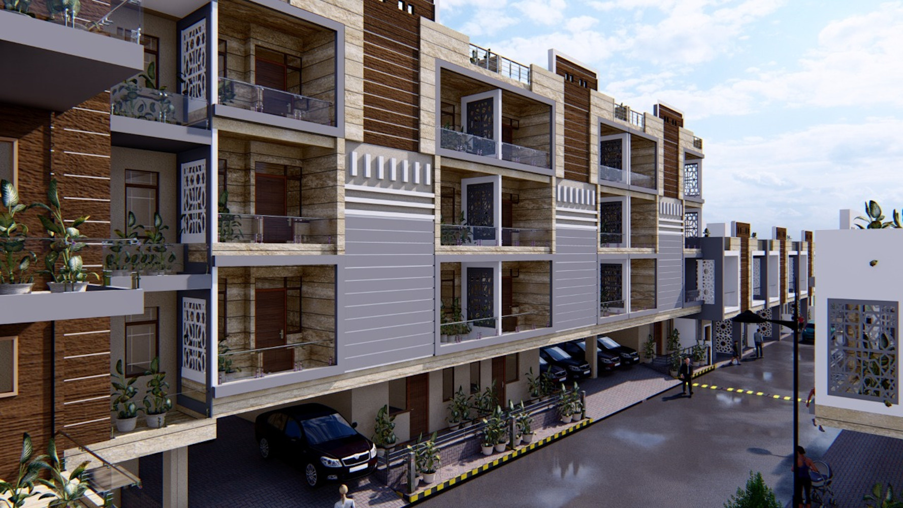 Vihaan Villas developer render of jaali facade community