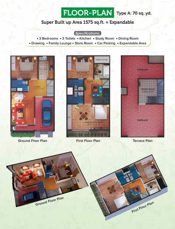 Greno Green Type A 70 sq yd 1575 sqft legacy plan