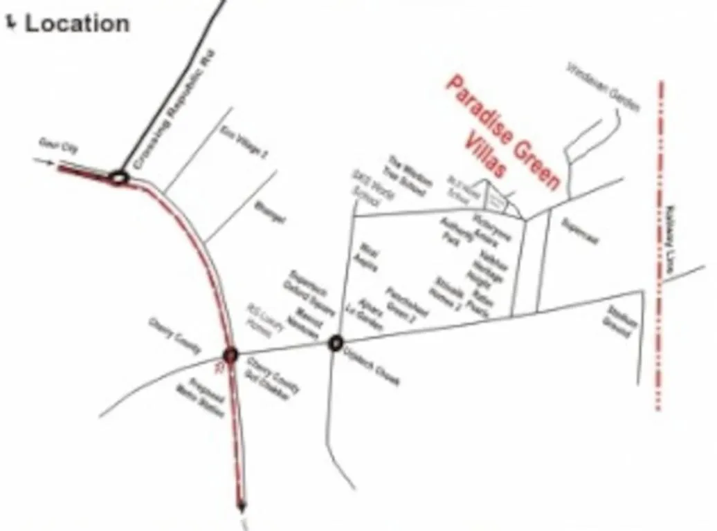 Paradise Greens Villas location map on Gaur Chowk Crossings Republik corridor