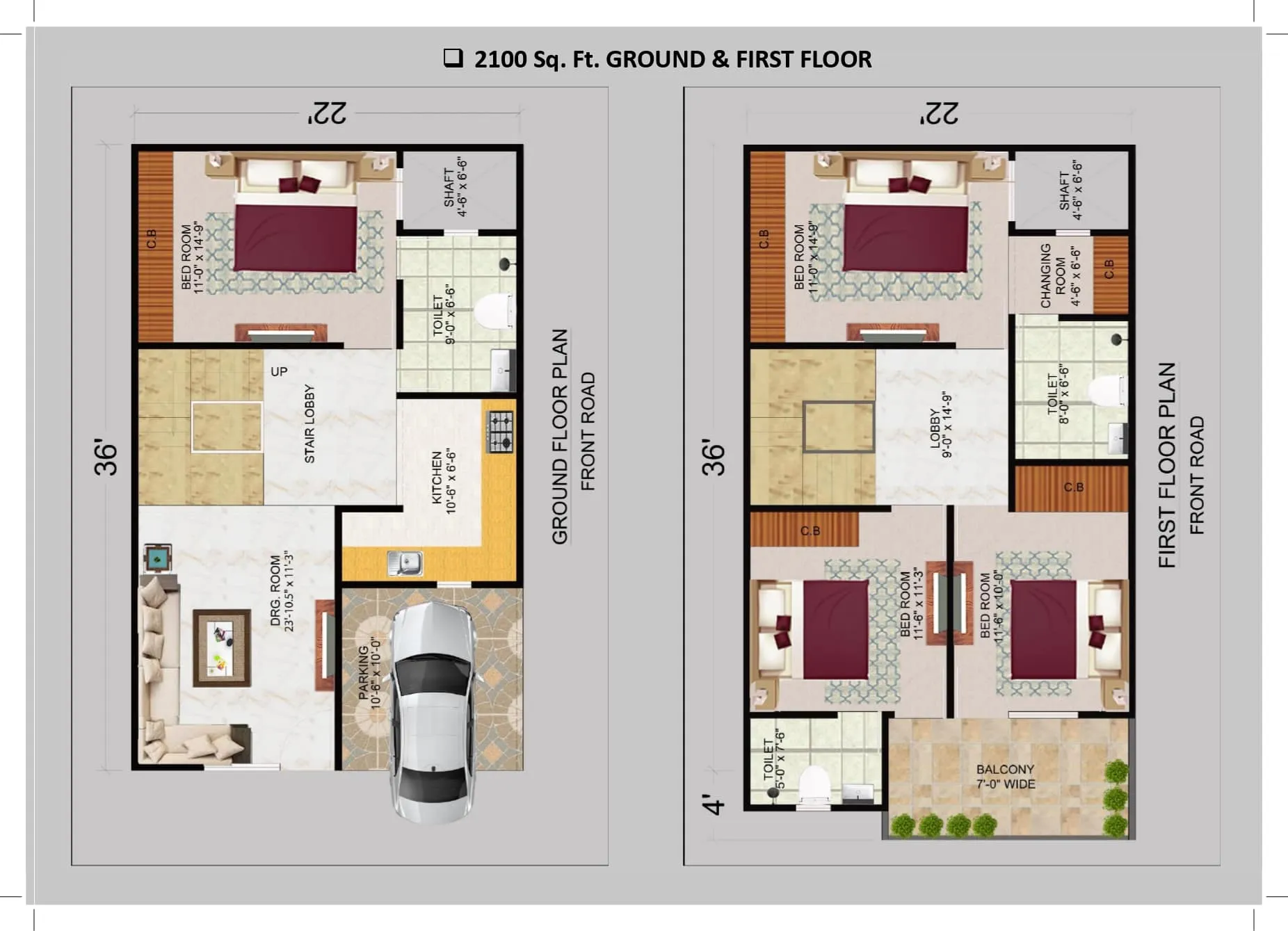 Satya Villas 2100 sq ft duplex floor plan