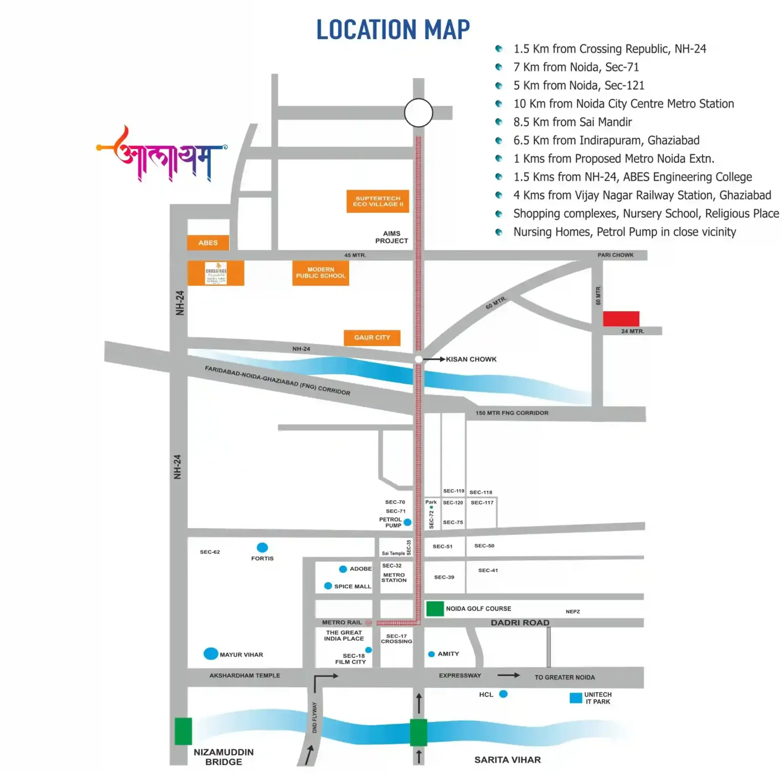 Aalayam Villas location map Noida Extension