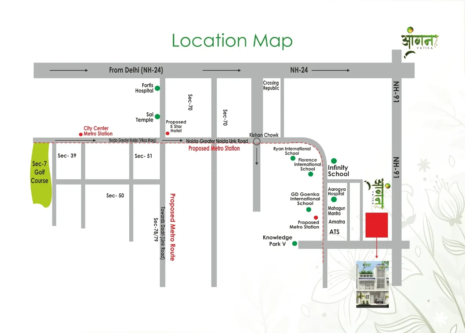 Aangan Vatika location map Noida Extension