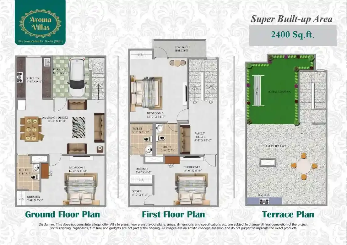 Aroma Villas 2400 sqft floor plan
