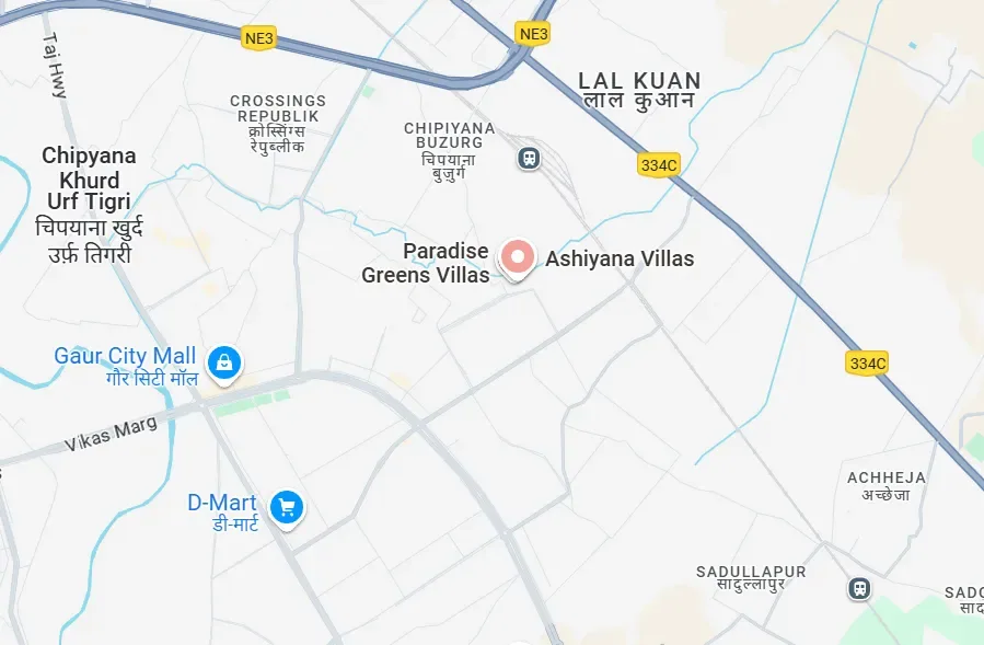 Ashiyana Villas location map Chipiyana Buzurg Noida Extension