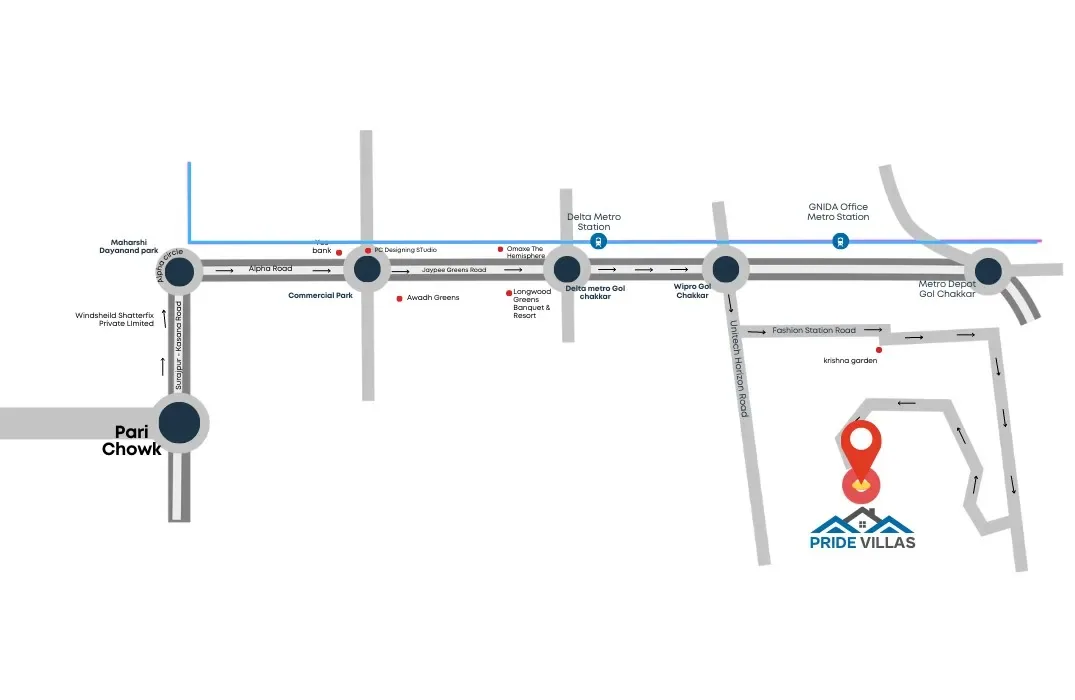 Escon Pride location map Pari Chowk Greater Noida