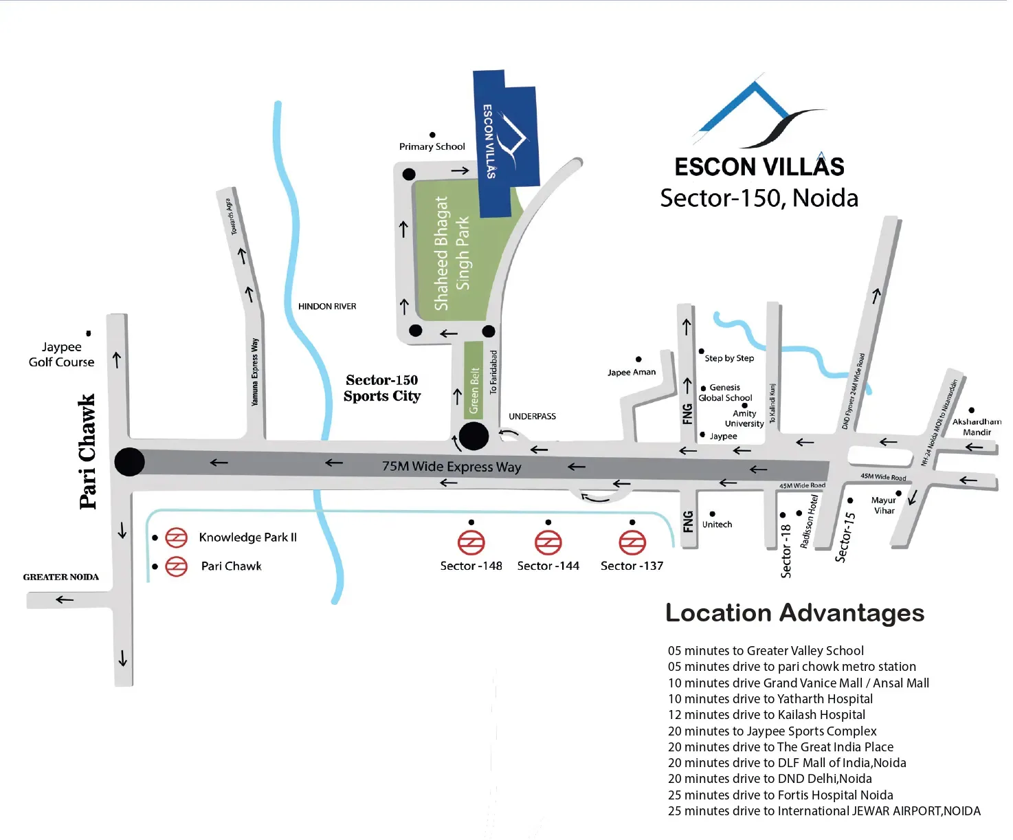 Escon Villas location map Sector 150 Noida