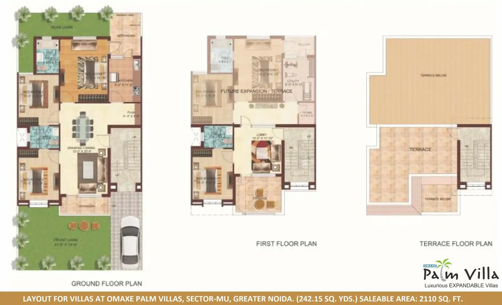 Omaxe Palm Greens 242.15 sq yd floor plan