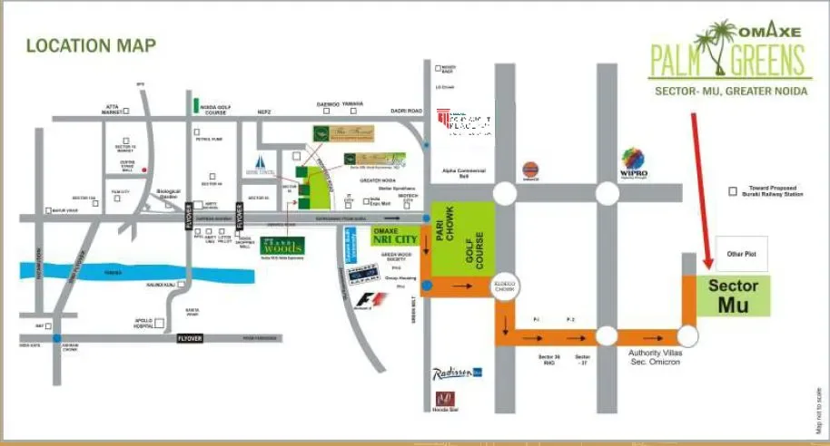 Omaxe Palm Greens location map Sector Mu Greater Noida