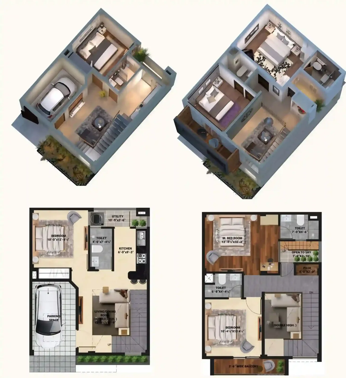 Radhaya Puram Villas floor plan with 3D isometric