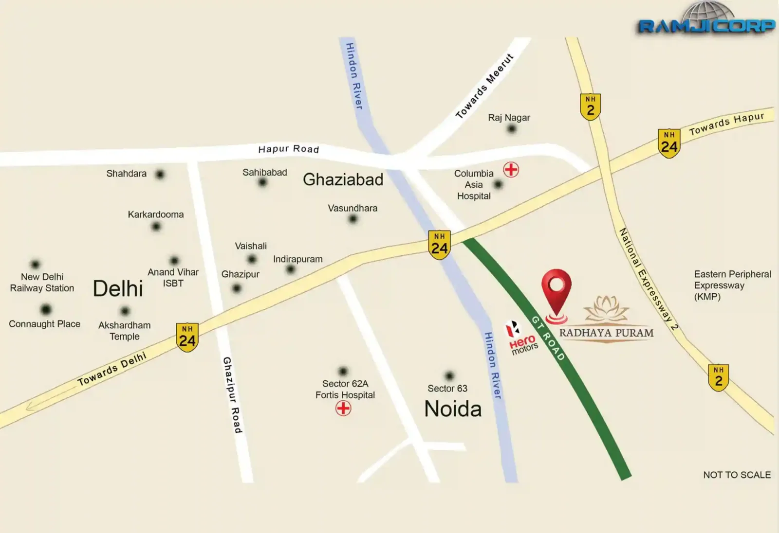Radhaya Puram Villas location map Bishnuli Noida Extension