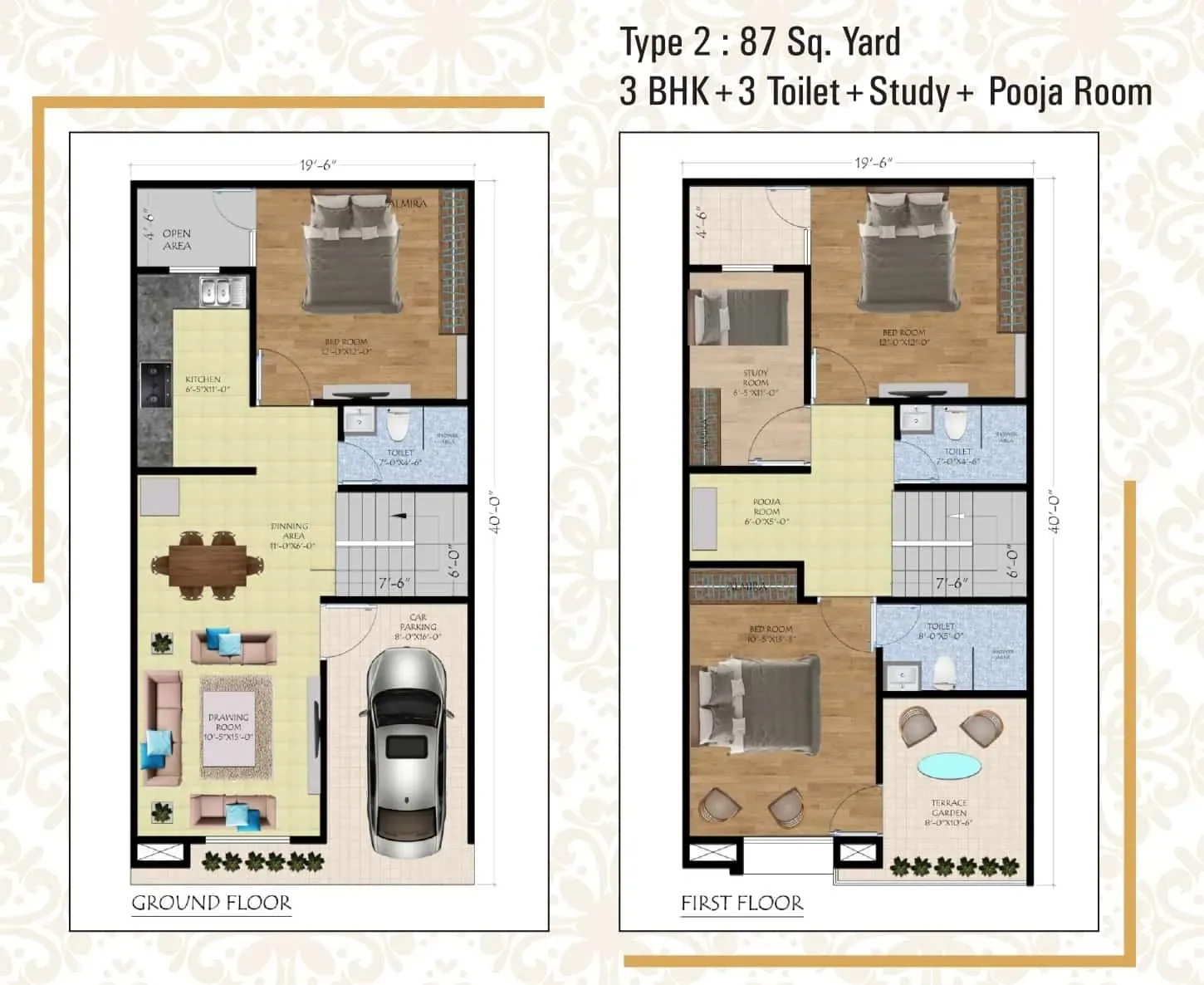 Signature Villas 87 sq yd floor plan
