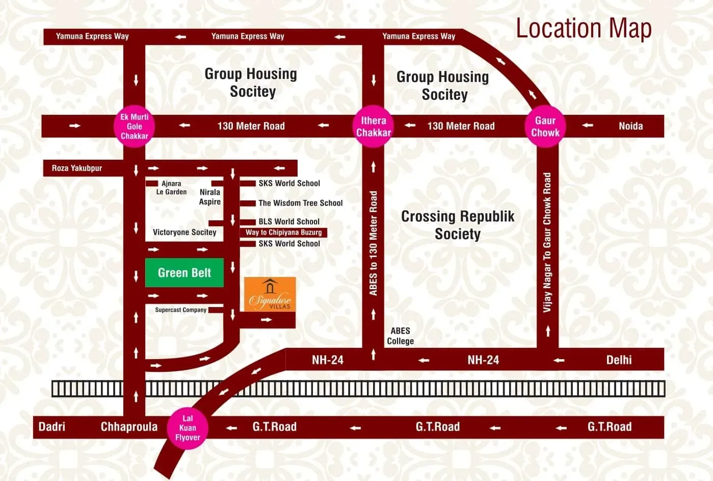 Signature Villas location map Greater Noida West