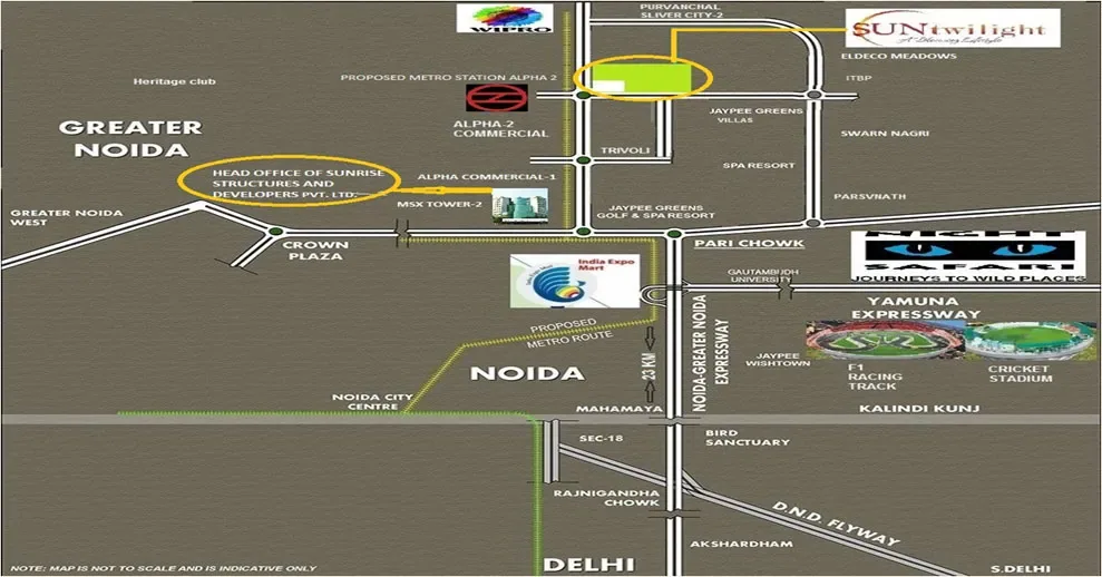 Sun Twilight Villas location map Greater Noida