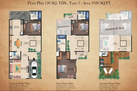 Supertech Czar 120 sq yd Type 1 1920 sqft plan