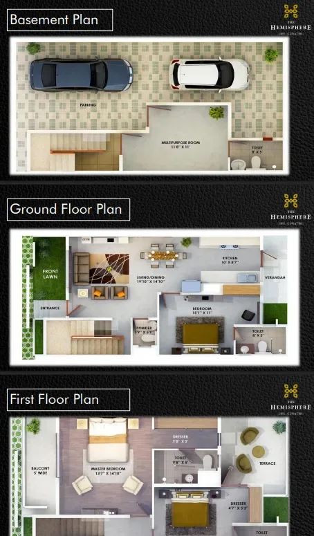 The Hemisphere Golf Villas Golf Villa · Plate C (Basement + Ground + First)
