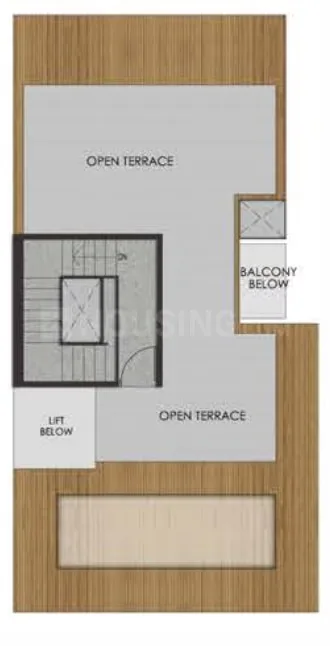 Sunrise Suntwilight Recreational Phase 1 — Floor plan showing an open terrace, a lift, and a balcony below. The drawing has a wooden border.