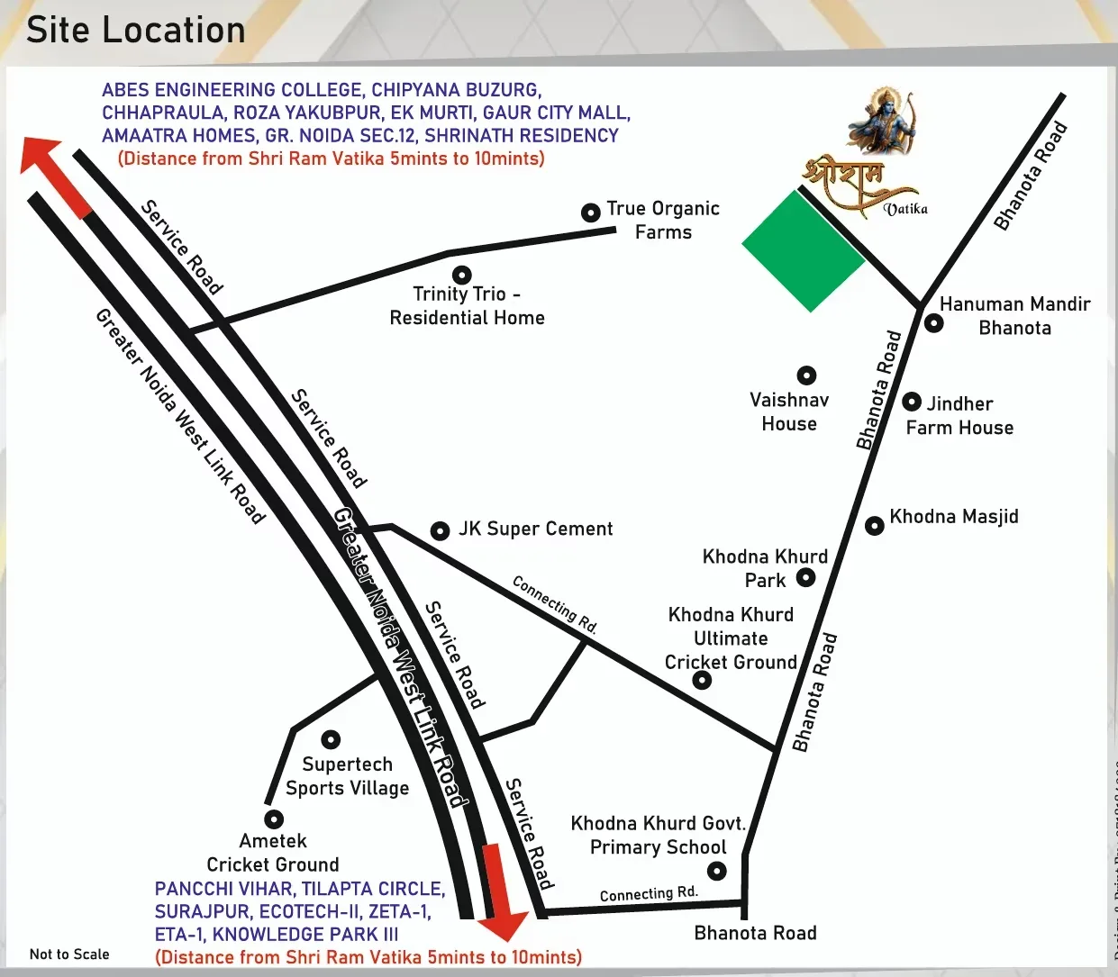 Paradise Shree Ram Vatika — Location map of Shri Ram Vatika project showing nearby landmarks, roads, and key areas in Greater Noida.