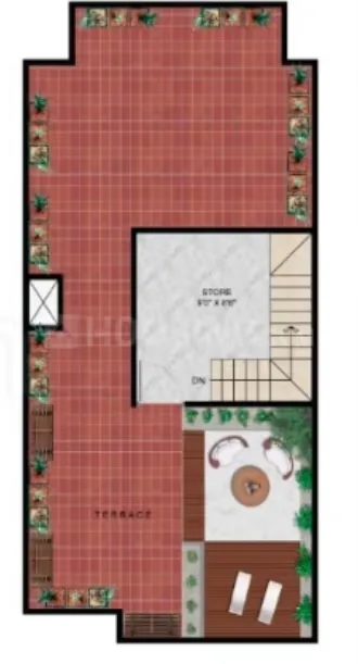 Shubh Villa — Floor plan showing a terrace, a store room, and stairs.