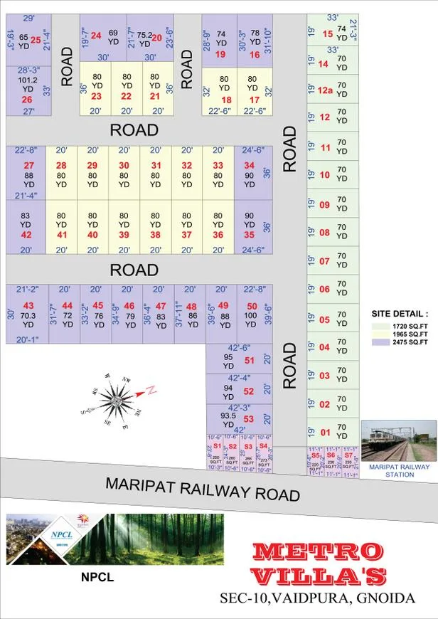 Jamston Metro Villas — Site plan showing plot numbers, dimensions, road networks and site details for Metro Villa's project