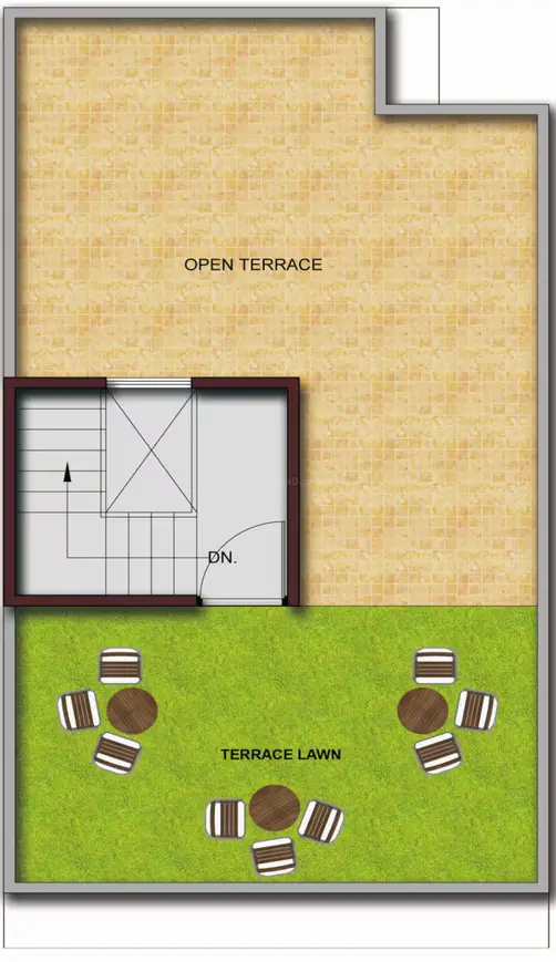 Krishna Orchid Villas terrace floor plan with open terrace and terrace lawn