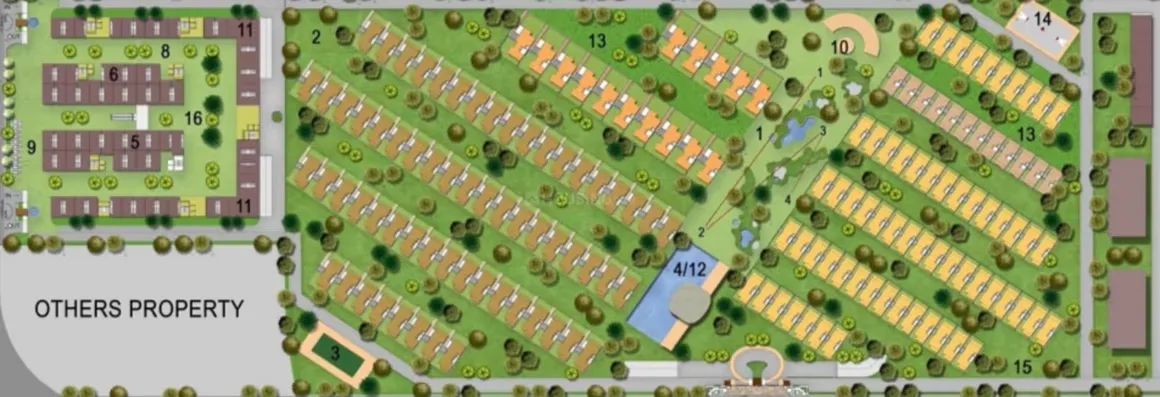 Sunrise Suntwilight Recreational Phase 1 — Top-down view of a site plan showing a large residential layout with multiple villa units, green spaces, and amenities.