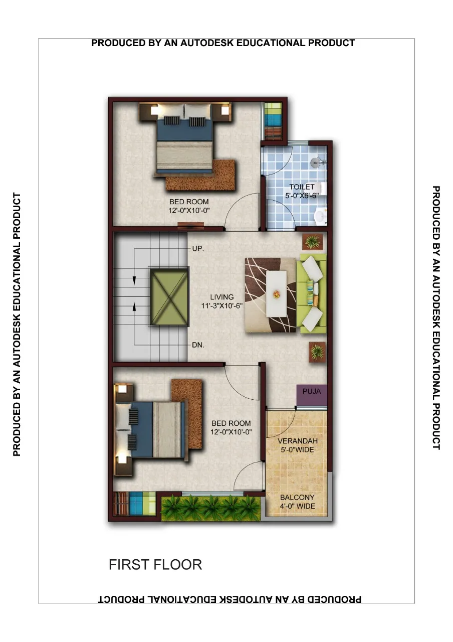 NCR Orchid Villas first floor plan of the duplex villa