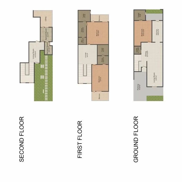 Amrapali Leisure Valley compact villa floor plan, basement plus ground plus two floors