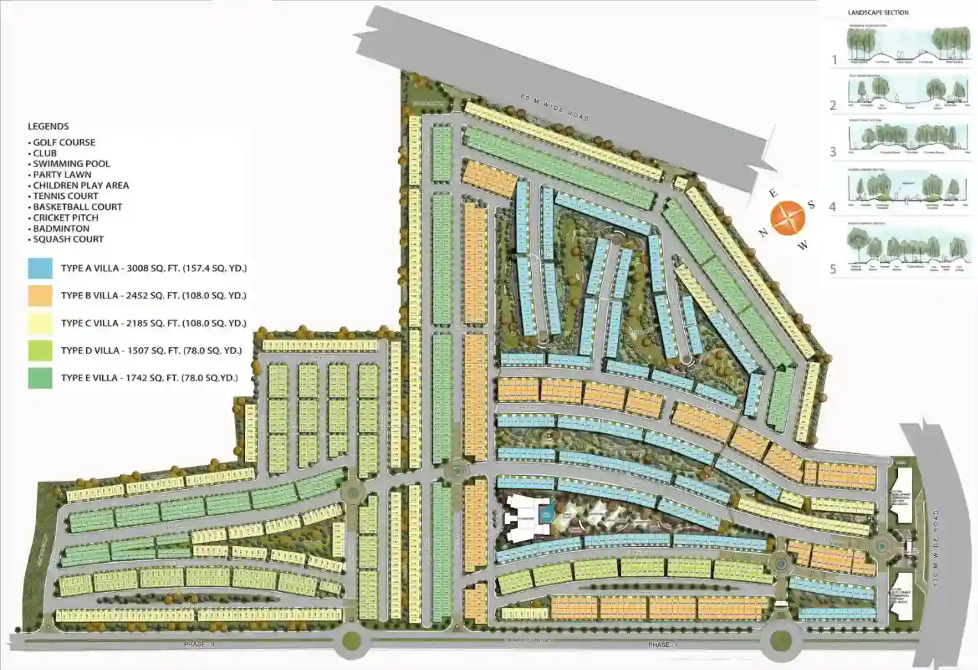 Paramount Golf Foreste master plan with 100/125/220/300 sq yd villa communities, clubhouse, community pool and golf-edge villas, Greater Noida.