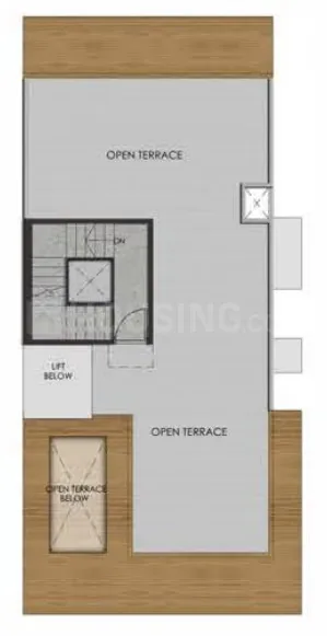 Sunrise Suntwilight Recreational Phase 1 — Floor plan showing open terrace, lift, and open terrace below on a residential unit.