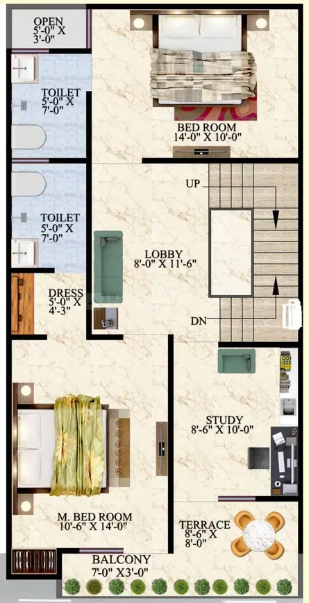 IBP Windsor Valley — Detailed floor plan with labels for rooms like bedroom, toilet, lobby, study, terrace, and balcony.