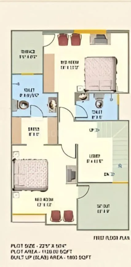 Shivi Grand Avenue Villa — Floor plan drawing showing three bedrooms, two bathrooms, and living areas. Dimensions and plot size are visible at the bottom.
