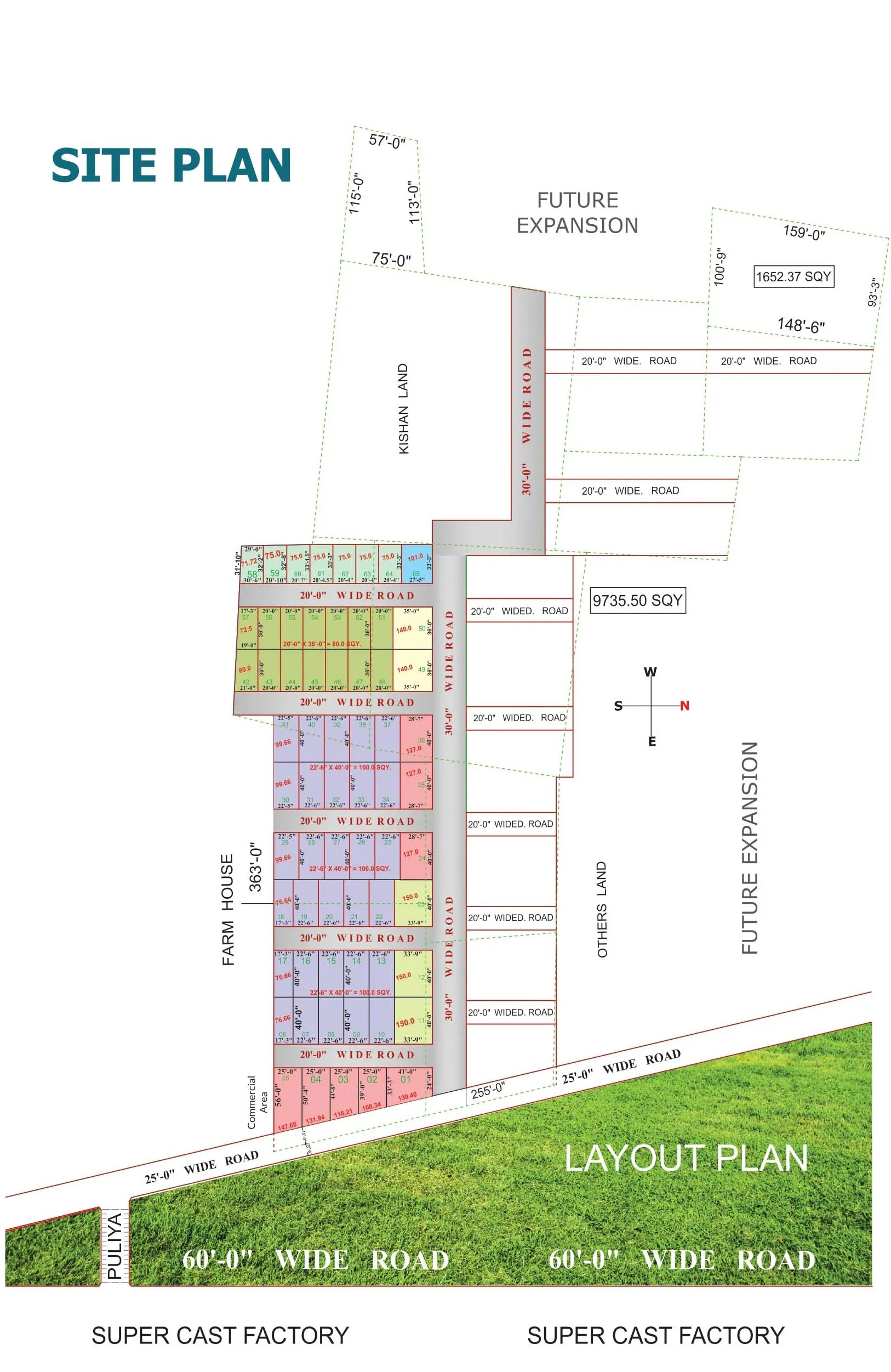 Green Villa 2 project site plan in Sector 16B Noida Extension with numbered villa plots, internal roads and future expansion area.