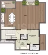 Rise Resort Residence Villa — Terrace floor plan showing an outdoor dining area, a toilet, a staircase, and open terrace space.