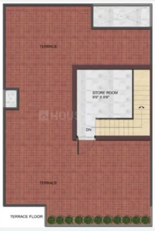 AKJ Real Infra Novel Valley — Floor plan showing a terrace floor with a store room and stairs.